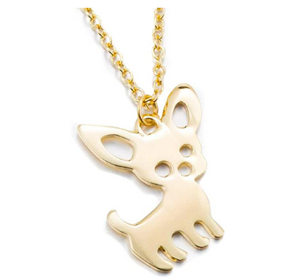 Small Chihuahua Necklace Doggy Chihuahua Pendant Puppy Jewelry Dog Chain Birthday Gift Rose Gold Tone 18in.