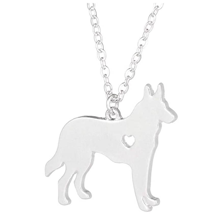 Love German Shepherd Pendant Jewelry Husky Necklace Husky Dog Heart Chain Doggy Puppy Birthday Gift 18in.