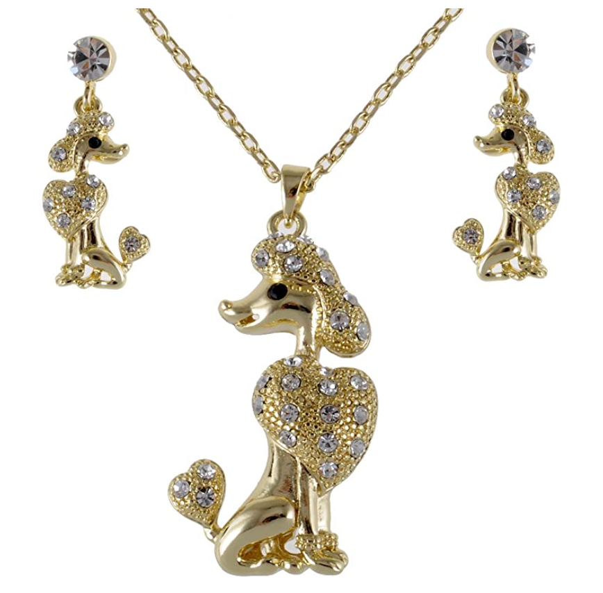 Poodle Pendant Jewelry Earring Poodle Necklace Poodle Dog Chain Doggy Puppy Birthday Gift 18in.