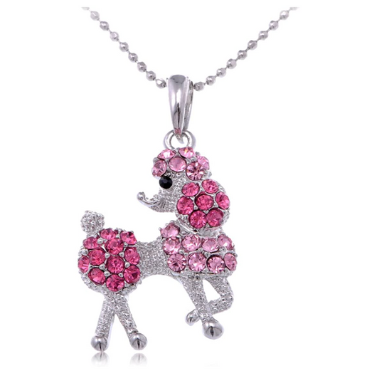 Pink Poodle Pendant Jewelry Poodle Necklace Poodle Dog Chain Doggy Puppy Birthday Gift 18in.