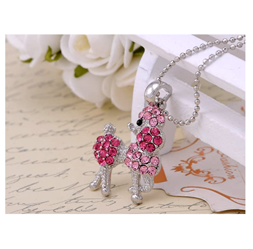 Pink Poodle Pendant Jewelry Poodle Necklace Poodle Dog Chain Doggy Puppy Birthday Gift 18in.