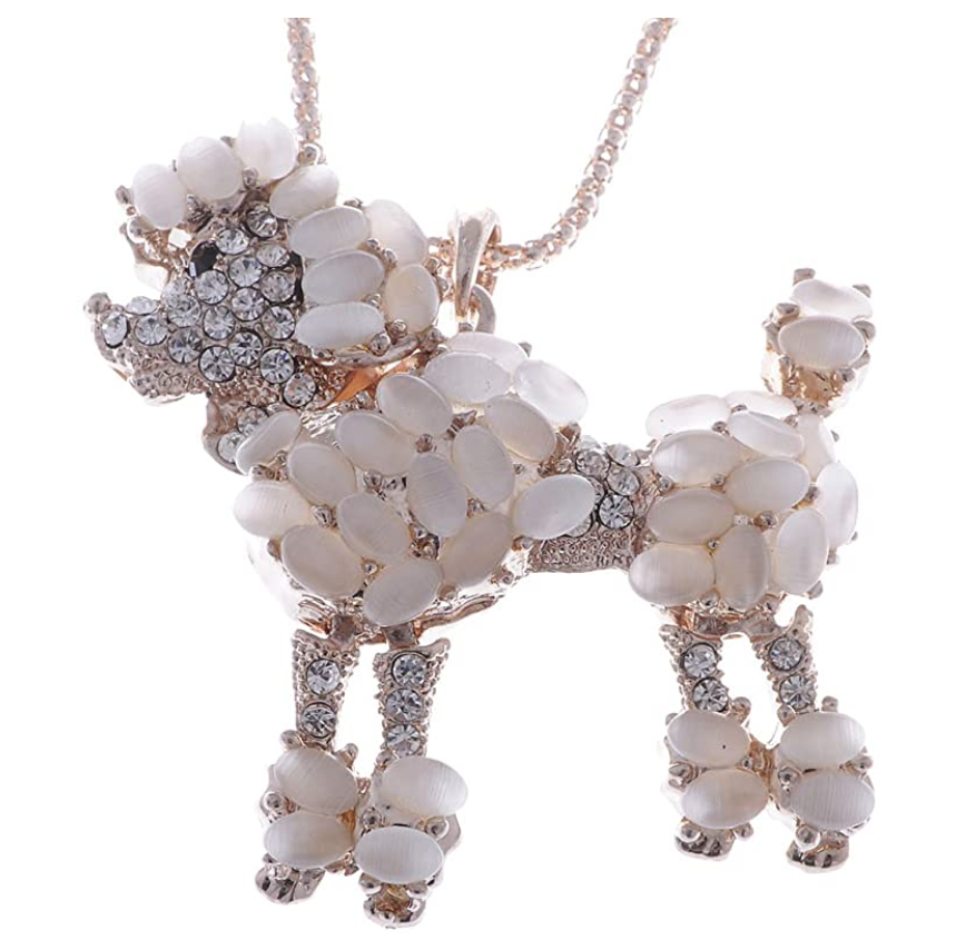 White Poodle Pendant Jewelry Poodle Necklace Poodle Dog Chain Doggy Puppy Birthday Gift 18in.