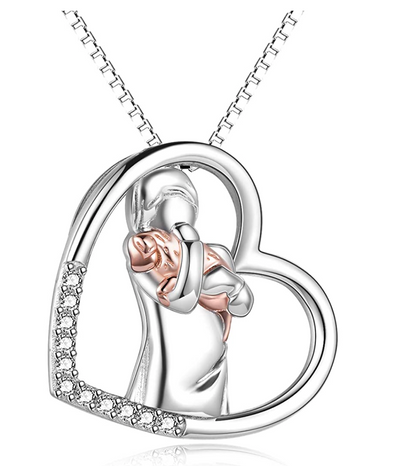 Love Dog Hug Necklace Heart Pendant Jewelry Dog Chain Dog Puppy Birthday Gift 925 Sterling Silver Simulated Diamonds 18in.