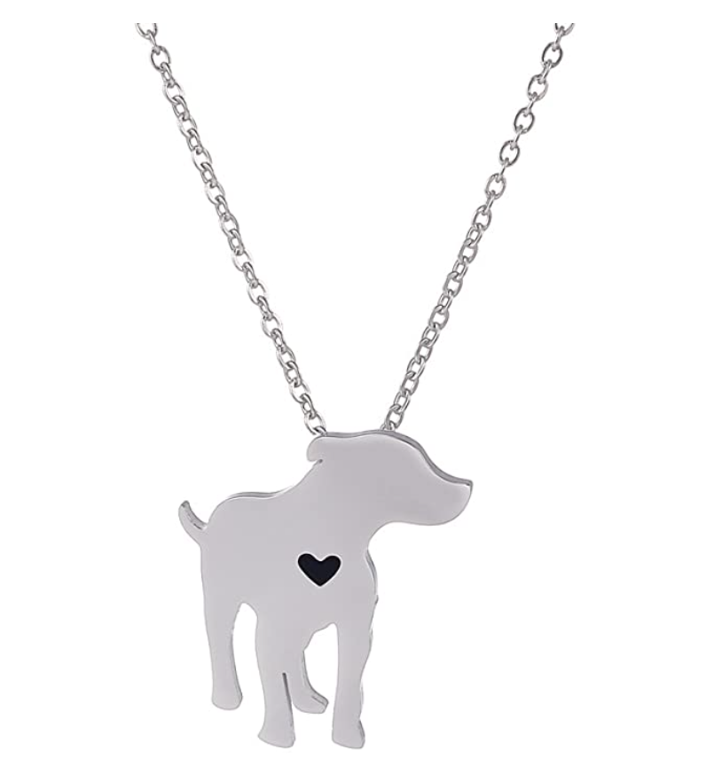 Love Dog Necklace Heart Pendant Jewelry Dog Chain Dog Puppy Birthday Gift 18in.