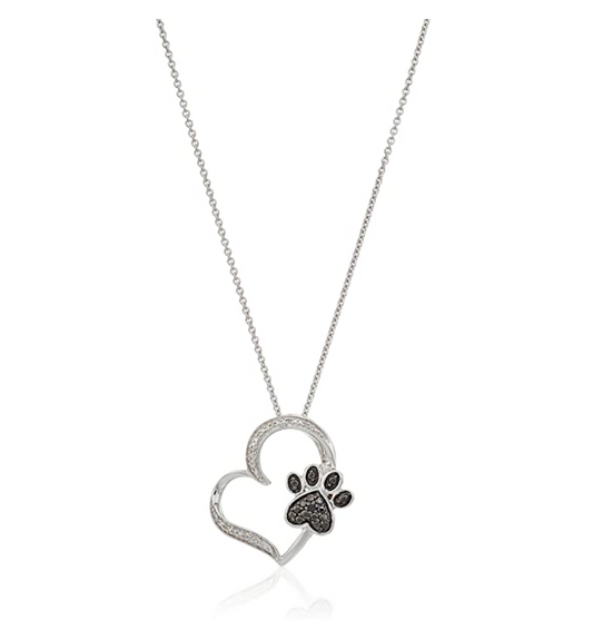 Love Dog Paw Necklace Heart Pendant Paw Print Jewelry Dog Chain Dog Puppy Birthday Gift 18in.