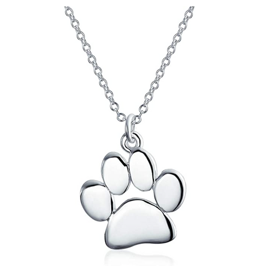 Dog Paw Pendant Dog Paw Print Necklace Jewelry Dog Chain Puppy Birthday Gift 925 Sterling Silver 18in.