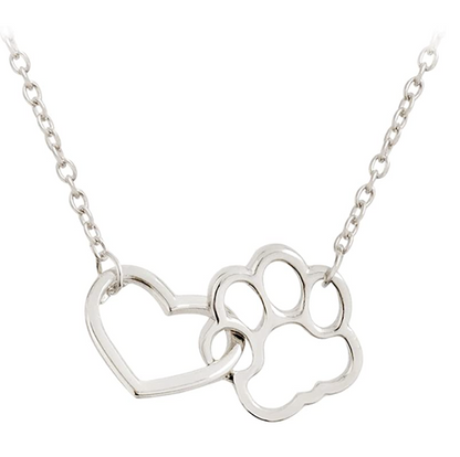 Dog Paw Heart Pendant Love Dog Paw Print Necklace Jewelry Dog Chain Puppy Birthday Gift 18in.