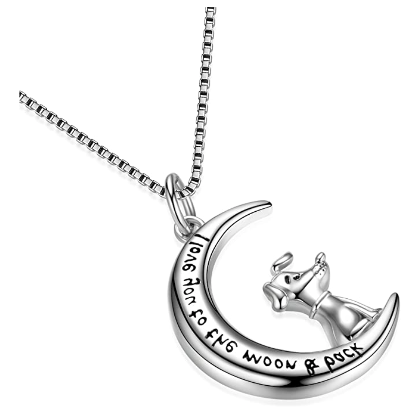 Pet Dog Memorial Pendant Moon Dog Necklace Jewelry Dog Chain Puppy Birthday Gift 18in.
