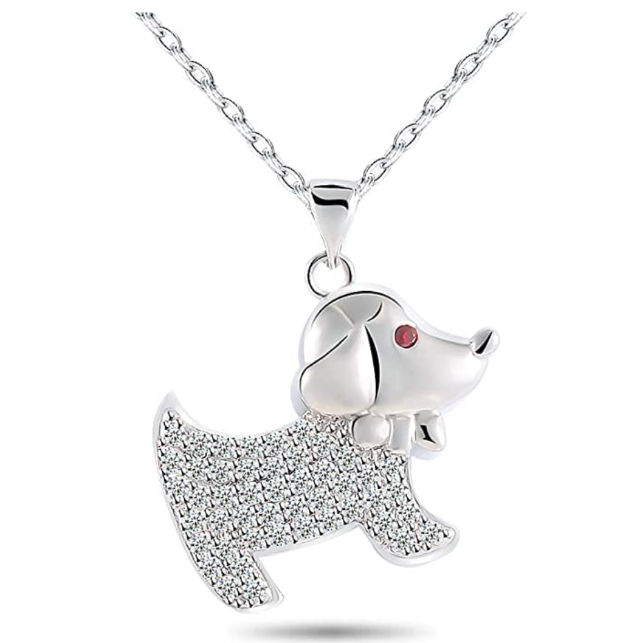 Puppy Dog Pendant Dog Necklace Jewelry Dog Chain Birthday Gift 18in.