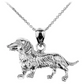Wiener Dog Necklace Doggy Beagle Puppy Jewelry Dog Chain Dachshund Pendant Birthday Gift 925 Sterling Silver 18in.