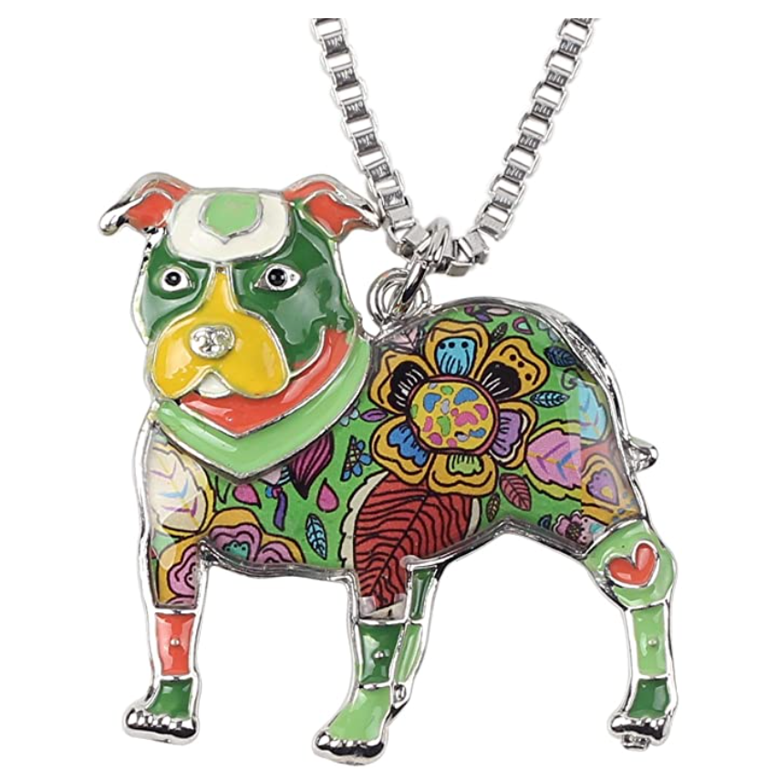Pitbull Dog Necklace Doggy Puppy Jewelry Dog Chain Pitbull Pendant Birthday Gift 18in.