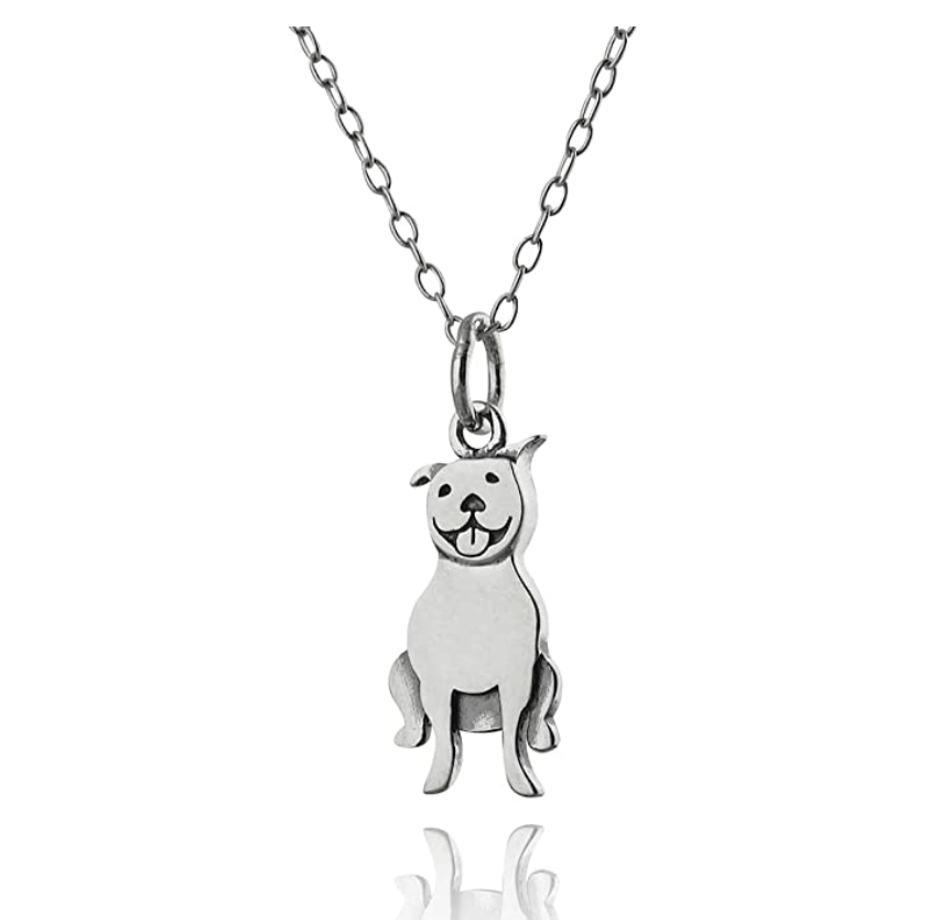 Small Pitbull Dog Necklace Doggy Puppy Jewelry Dog Chain Pitbull Pendant Birthday Gift 925 Sterling Silver 18in.