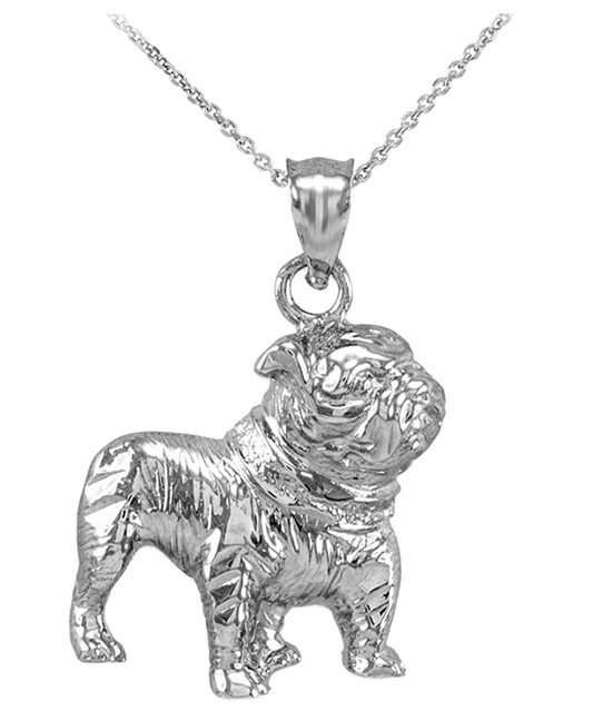 English Bulldog Necklace Jewelry Dog Chain Bulldog Pendant Doggy Puppy Birthday Gift 925 Sterling Silver 18in.