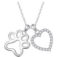 Dog Paw Heart Pendant Love Puppy Dog Necklace Jewelry Dog Bone Chain Birthday Gift 925 Sterling Silver 18in.