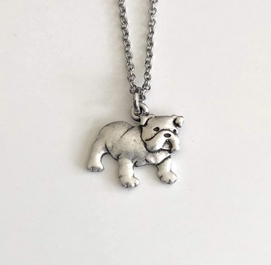 Small English Bulldog Necklace Jewelry Dog Chain Bulldog Pendant Doggy Puppy Birthday Gift 18in.