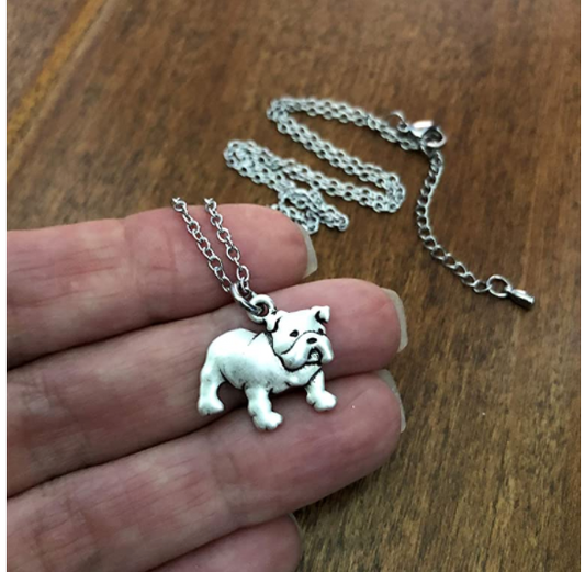 Small English Bulldog Necklace Jewelry Dog Chain Bulldog Pendant Doggy Puppy Birthday Gift 18in.