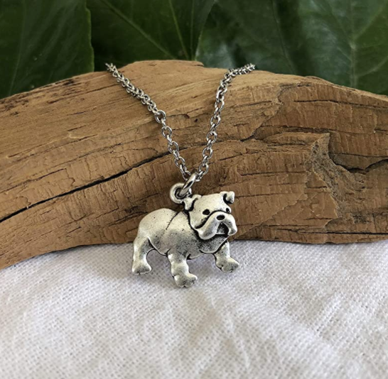 Small English Bulldog Necklace Jewelry Dog Chain Bulldog Pendant Doggy Puppy Birthday Gift 18in.