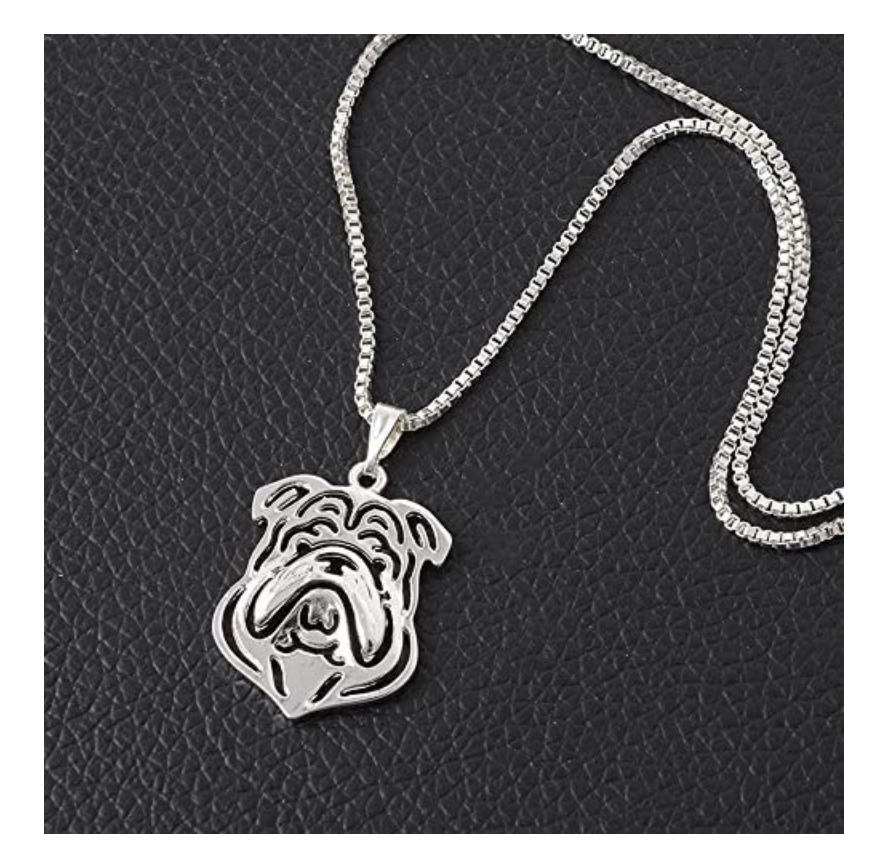 Bulldog Pendant English Bulldog Necklace Jewelry Dog Chain Doggy Puppy Birthday Gift 18in.