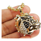 Gold Stainless Steel Bulldog Head Pendant English Bulldog Necklace Diamond Jewelry Dog Chain Doggy Puppy Birthday Gift  24in.