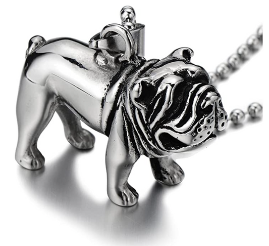 Bulldog Pitbull Pendant English Bulldog Necklace Jewelry Dog Chain Doggy Puppy Birthday Gift 24in.