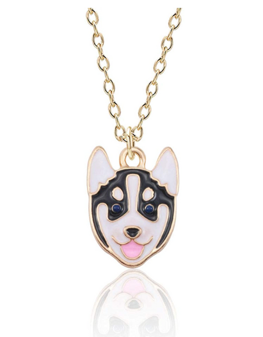 Siberian Husky Necklace Pendant Alaskan Husky Jewelry Dog Chain Doggy Puppy Birthday Gift 20in.