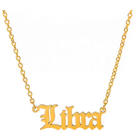 Libra Necklace Pendant Libra Astrology Star Zodiac Libra Name Jewelry Chain Birthday Gift 16in.