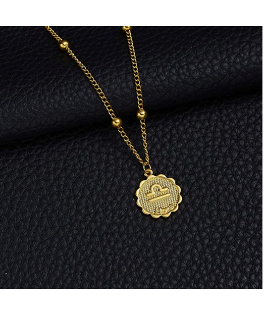 Libra Sign Necklace Medallion Zodiac Jewelry Libra Chain Pendant Libra Astrology Star Birthday Gift 18in.