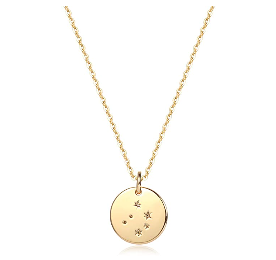 Libra Star Pendant Libra Necklace Medallion Zodiac Jewelry Libra Chain Birthday Gift 20in.