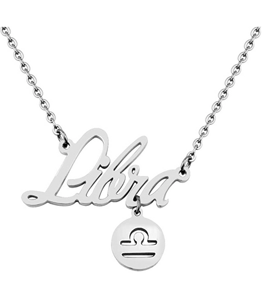 Libra Name Necklace Zodiac Jewelry Libra Chain Pendant Libra Astrology Star Birthday Gift 18in.
