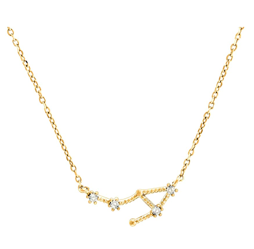 Libra Star Necklace Astrology Zodiac Jewelry Libra Chain Pendant Libra Birthday Gift Simulated Diamonds 18in.