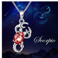 Simulated Red Diamond Scorpio Necklace Pendant Scorpion Chain Zodiac Astrology Chain Jewelry Scorpio Birthday Gift 20in.