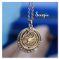 Simulated Diamond Round Scorpio Necklace Star Pendant Scorpion Chain Zodiac Medallion Astrology Chain Jewelry Scorpio Birthday Gift 18in.