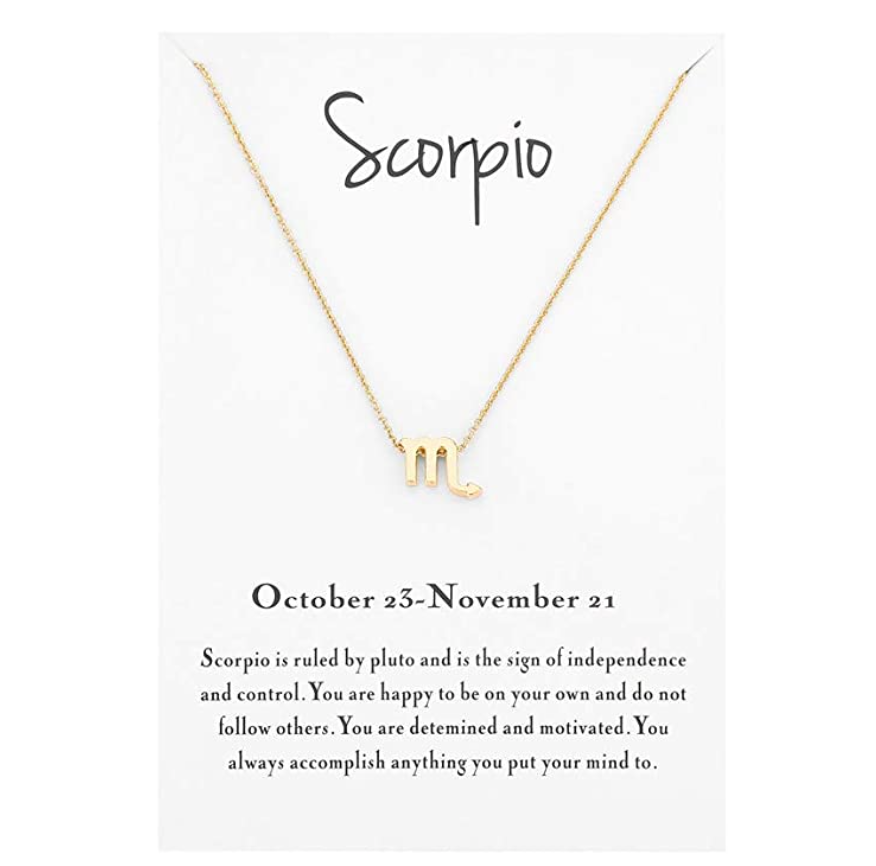 Scorpio Zodiac Sign Necklace Astrology Chain Jewelry Scorpio Birthday Gift 18in.
