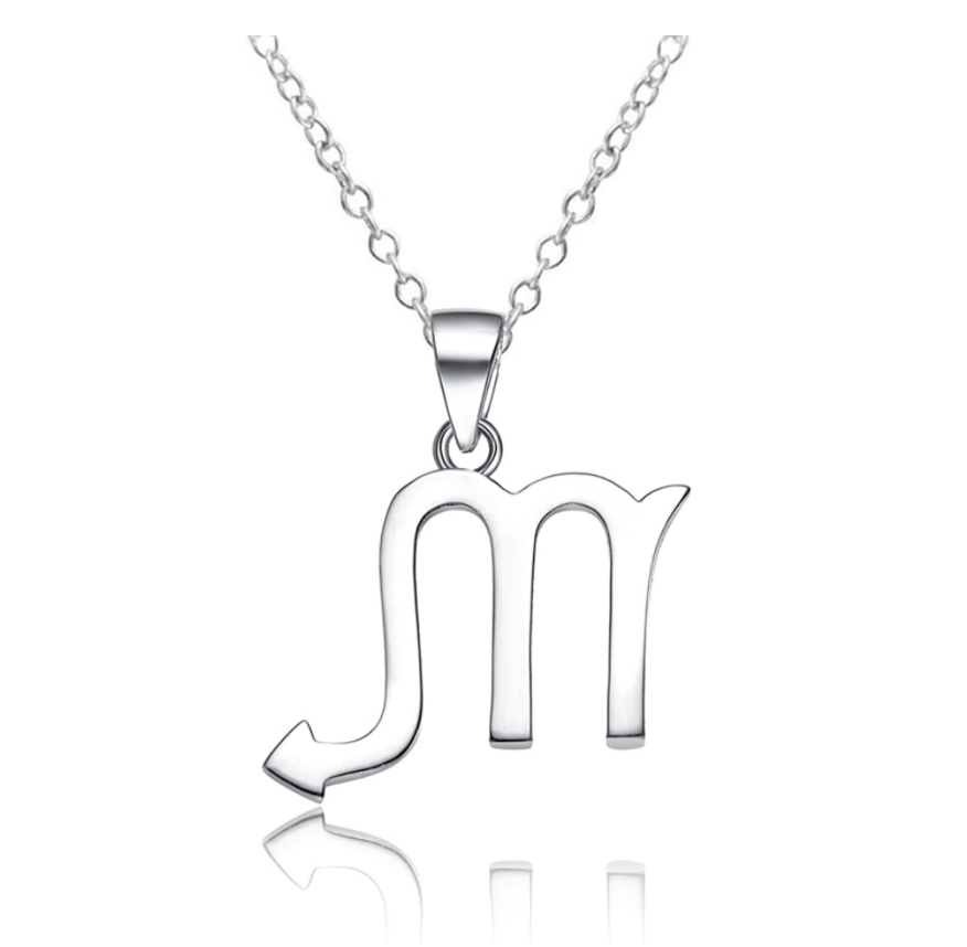 925 Sterling Silver Scorpio Zodiac Necklace Astrology Chain Jewelry Scorpio Sign Birthday Gift 18in.