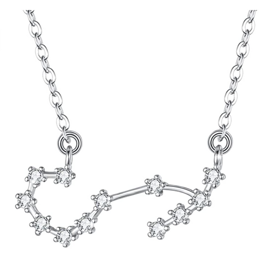 925 Sterling Silver Scorpio Star System Necklace Zodiac Astrology Chain Jewelry Scorpio Pendant Scorpion Birthday Gift Simulated Diamond 18in.