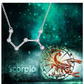 Scorpio Necklace Star System Chain Jewelry Scorpio Pendant Scorpion Zodiac Astrology Birthday Gift Simulated Diamond 925 Sterling Silver 18in.