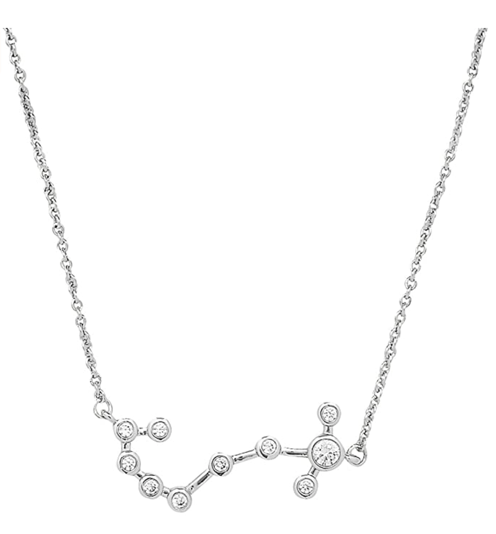 Scorpion Star Necklace Jewelry Scorpio Pendant Scorpion Chain Zodiac Astrology Birthday Gift Simulated Diamond 925 Sterling Silver 18in.