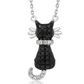 Sitting Black Cat Necklace Simulated Diamond Kitty Pendant Jewelry Cat Chain Birthday Gift 925 Sterling Silver 18in.
