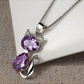 Purple Cat Necklace Cat Paw Print Pendant Jewelry Kitty Chain Birthday Gift Simulated Diamonds 18in.
