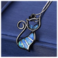 Simulated Blue Opal Cat Necklace Cat Bones Pendant Jewelry Kitty Chain Birthday Gift 925 Sterling Rose Gold 18in.