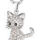 Gold Tone Cute Kitty Cat Necklace Simulated Diamond Kitty Cat Pendant Jewelry Cat Chain Birthday Gift 18in.