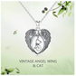 Angel Wings Cat Necklace Kitty Cat Love Pendant Jewelry Cat Memorial Chain Birthday Gift 925 Sterling Silver 18in.