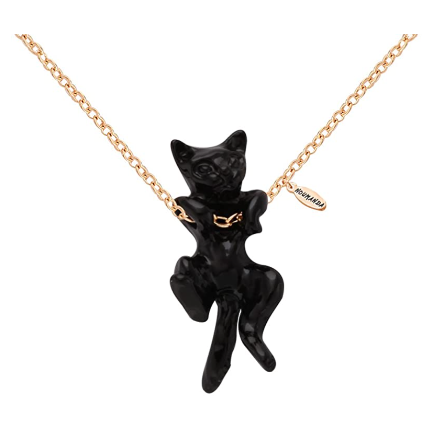 Black Cat Necklace Cat Hanging Pendant Jewelry Kitty Chain Birthday Gift 18in.