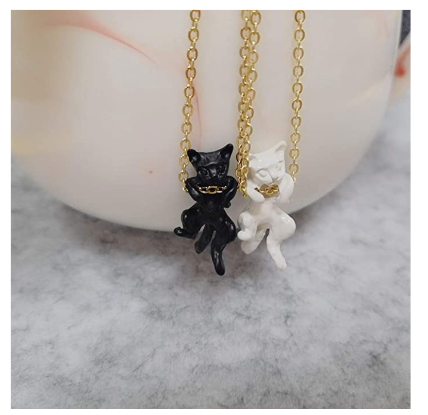Black Cat Necklace Cat Hanging Pendant Jewelry Kitty Chain Birthday Gift 18in.