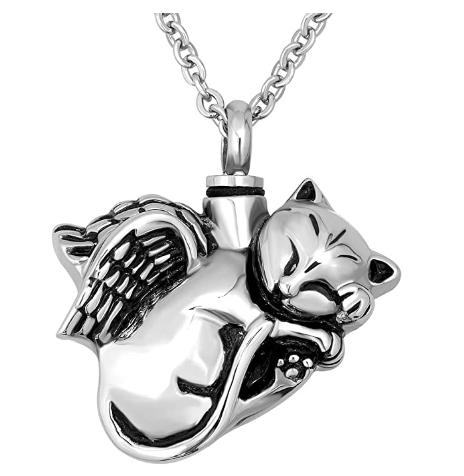 Cat Urn Necklace Ash Cat Pendant Jewelry Kitty Chain Birthday Gift  Cremation Jewelry Memorial 18in.