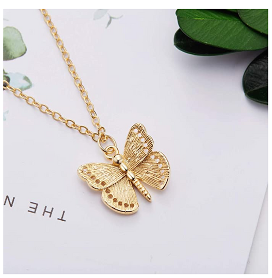 Dainty Butterfly Necklace Butterfly Pendants Jewelry Butterfly Chain Gold Color Birthday Gift 22in.