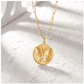 Circle Butterfly Necklace Butterfly Round Medallion Pendants Jewelry Butterfly Chain Birthday Gift Gold Color 18in.