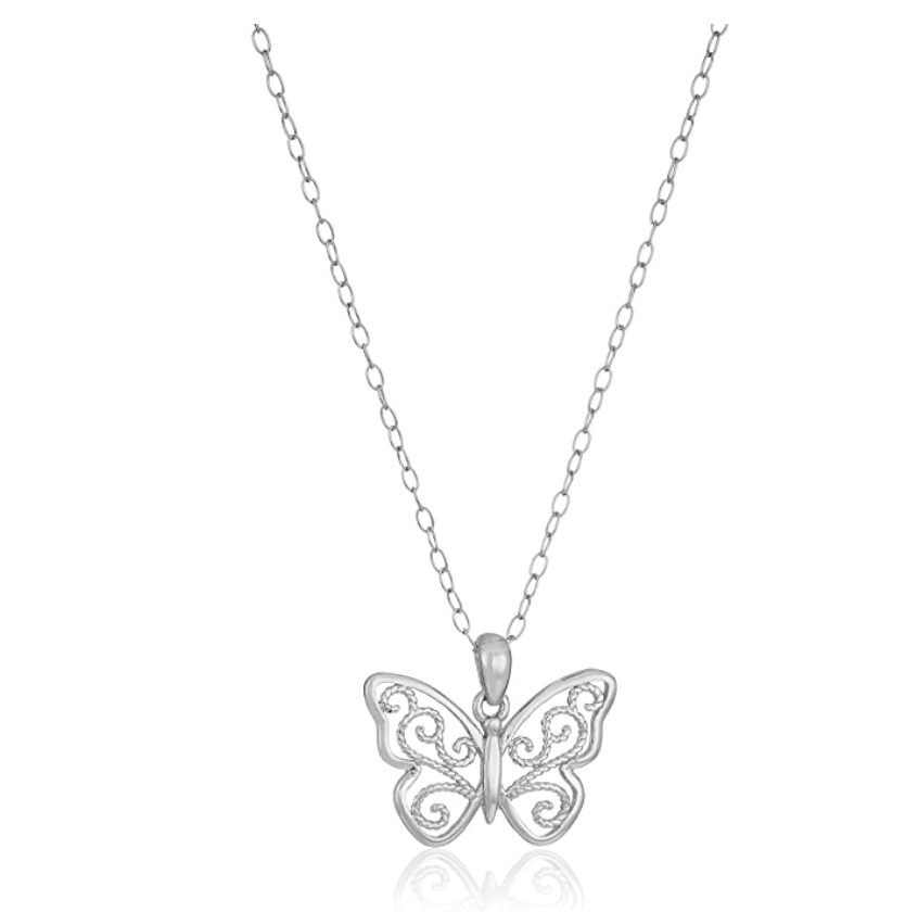 925 Sterling Silver Butterfly Necklace Butterfly Pendants Jewelry Butterfly Chain Birthday Gift 18in.