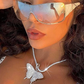 Butterfly Necklace Simulated Diamond Tennis Chain Butterfly Pendants Hip Hop Jewelry Butterfly Chain Birthday Gift 18in.