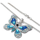 Blue Enamel Butterfly Necklace Purple Butterfly Pendants Jewelry Butterfly Chain Birthday Gift 18in.